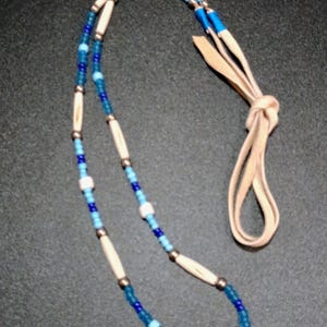 Buffalo bones and glass beads necklaces, Bones necklaces with leather strings, Beaded necklaces, Native necklace, Native jewelry image 12