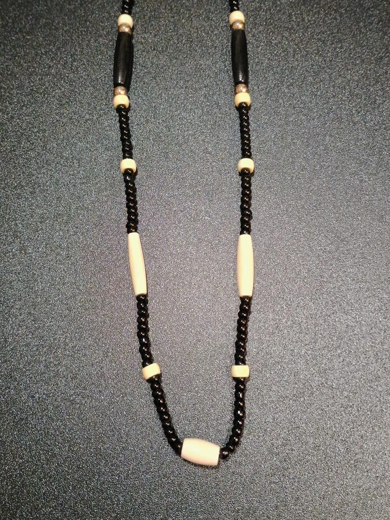 Buffalo bones and glass beads necklaces, Bones necklaces with leather strings, Beaded necklaces, Native necklace, Native jewelry image 16