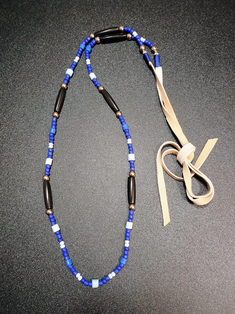 Buffalo bones and glass beads necklaces, Bones necklaces with leather strings, Beaded necklaces, Native necklace, Native jewelry image 10