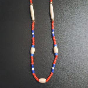 Buffalo bones and glass beads necklaces, Bones necklaces with leather strings, Beaded necklaces, Native necklace, Native jewelry image 7