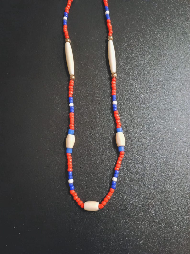Buffalo bones and glass beads necklaces, Bones necklaces with leather strings, Beaded necklaces, Native necklace, Native jewelry image 7