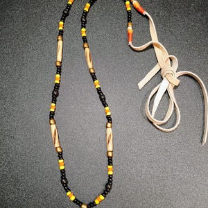 Buffalo bones and glass beads necklaces, Bones necklaces with leather strings, Beaded necklaces, Native necklace, Native jewelry image 14