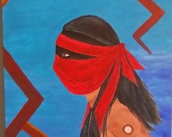Native dancer acrylic on canvas panel Southwest painting Apache dancer painting Home decoration Wall art Acrylic painting
