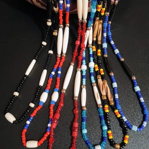 Buffalo bones and glass beads necklaces, Bones necklaces with leather strings, Beaded necklaces, Native necklace, Native jewelry image 19