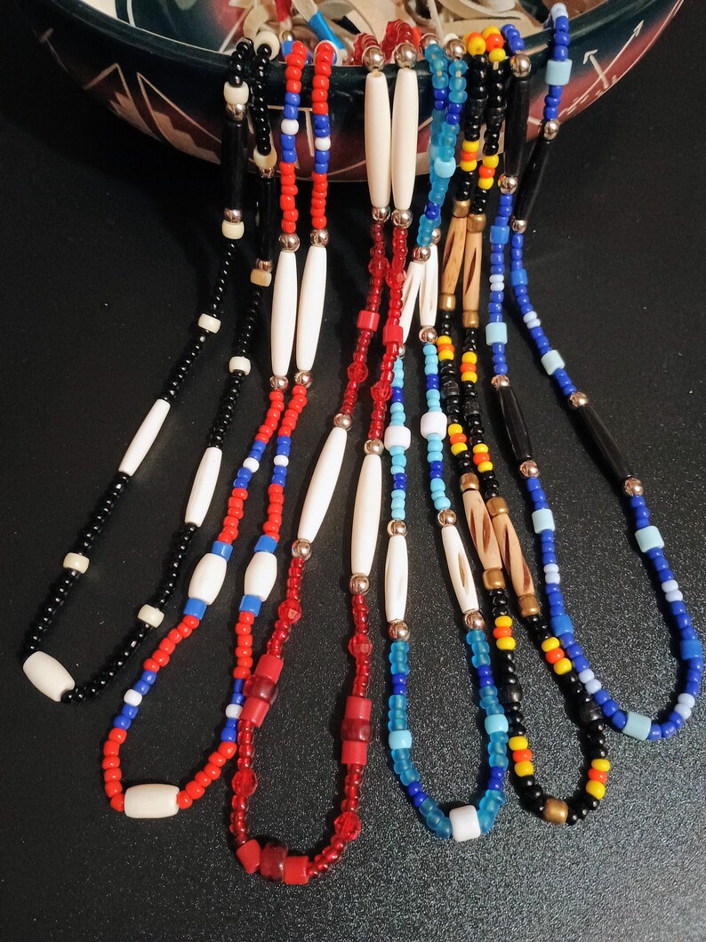 Buffalo bones and glass beads necklaces, Bones necklaces with leather strings, Beaded necklaces, Native necklace, Native jewelry image 19