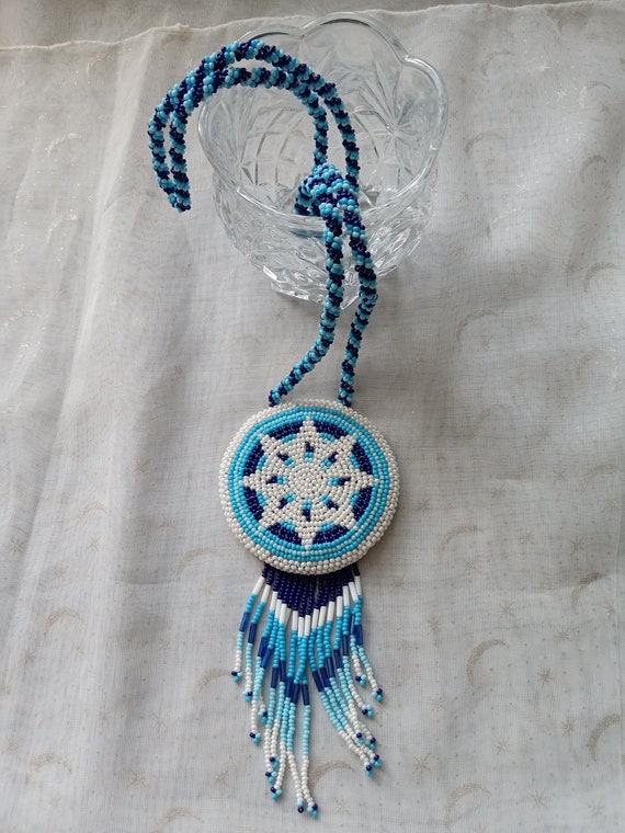 Native american beaded medallion cheap necklace
