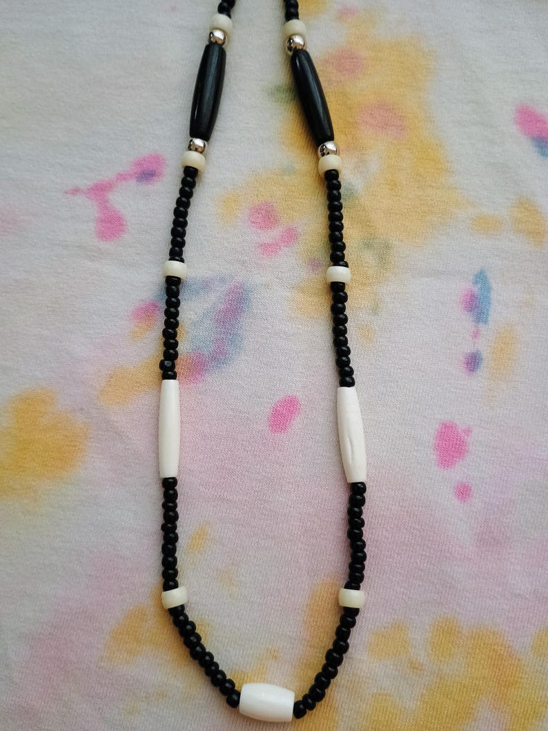 Buffalo bones and glass beads necklaces, Bones necklaces with leather strings, Beaded necklaces, Native necklace, Native jewelry image 5