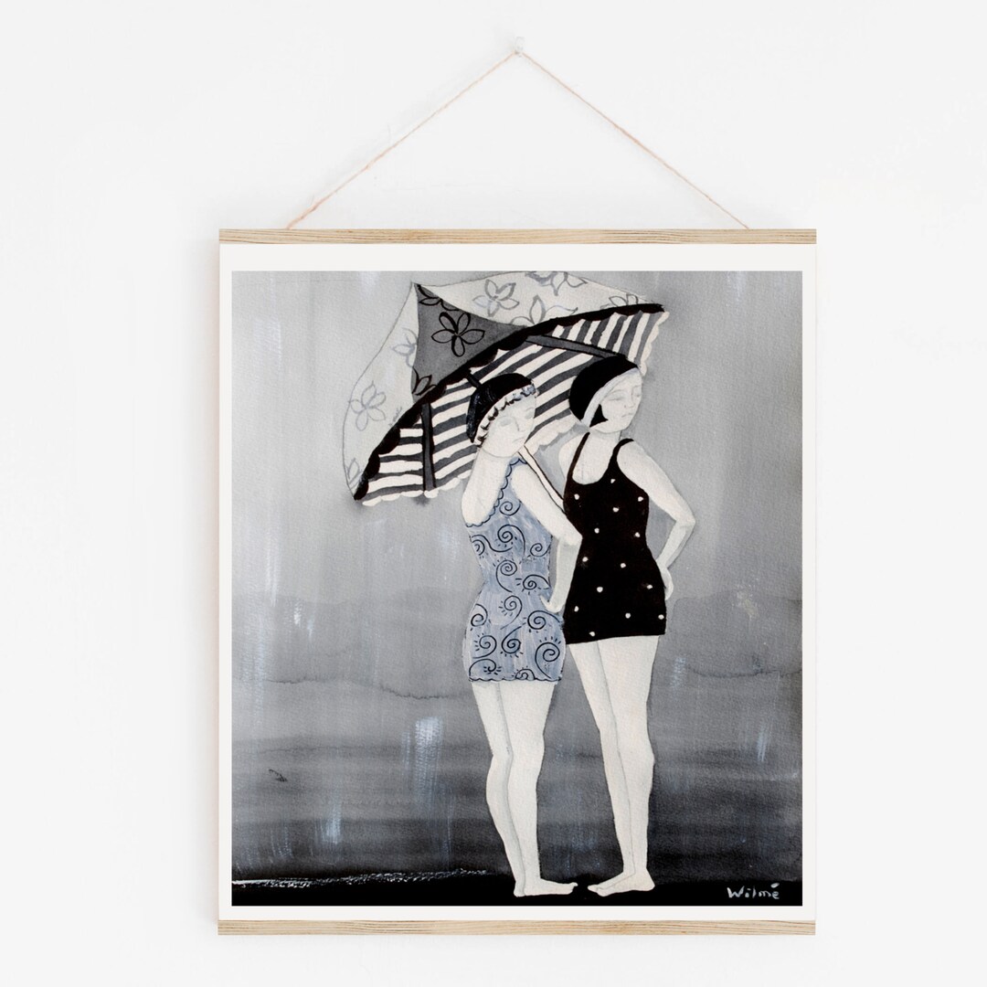 Vintage Bathing Suit Art, Vintage Art, Beach House Art Prints, Swimmer