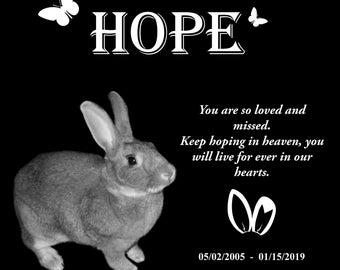 12x12 Personalized Pet Headstone, bunny rabbit tombstone Laser Engraved on the Grave Marker, monument, plaque, memorial, garden stone