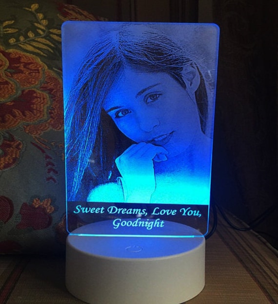 Laser Engraved LED Desk Light Rush Starman Rock Ribbon Personalised Unique Gift