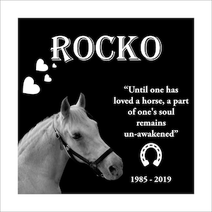 12x12 Personalized Pet Headstone, farm, horse tombstone Laser Engraved on the Grave Marker, monument, plaque, memorial, garden stone