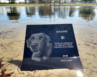 Pet Tombstone for dog, cat, rabbit, etc, custom made laser engraved 12x12 size