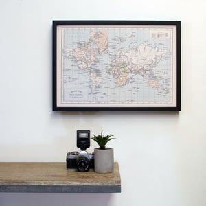 A2 Around the World-  Personalized Framed Map pinboard, vintage look customized travel map- home decor, gift for hime, first anniversary