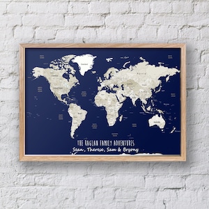 A1 Personalised World Map Framed Pinboard