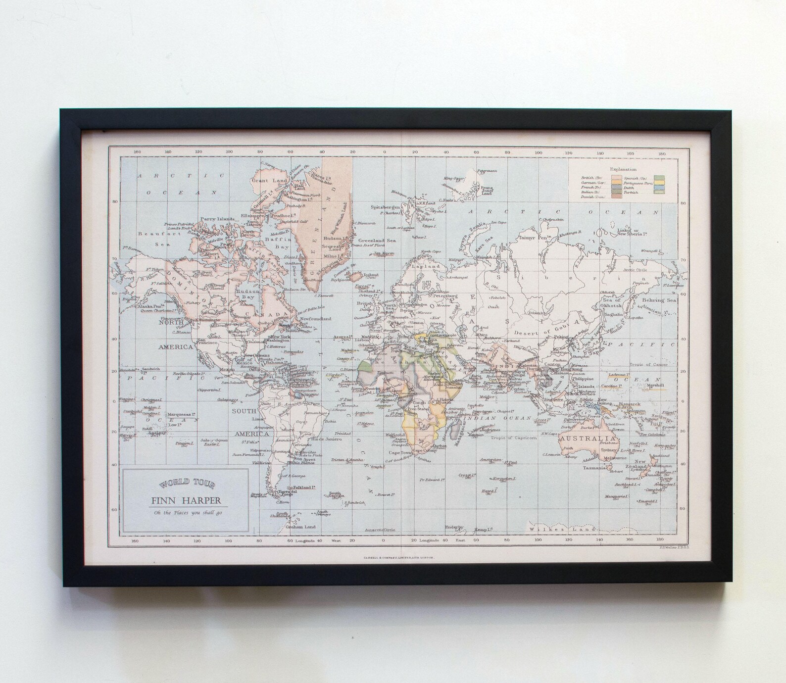 A2 Personalised World Map Wall Art Framed Map Pinboard Push - Etsy