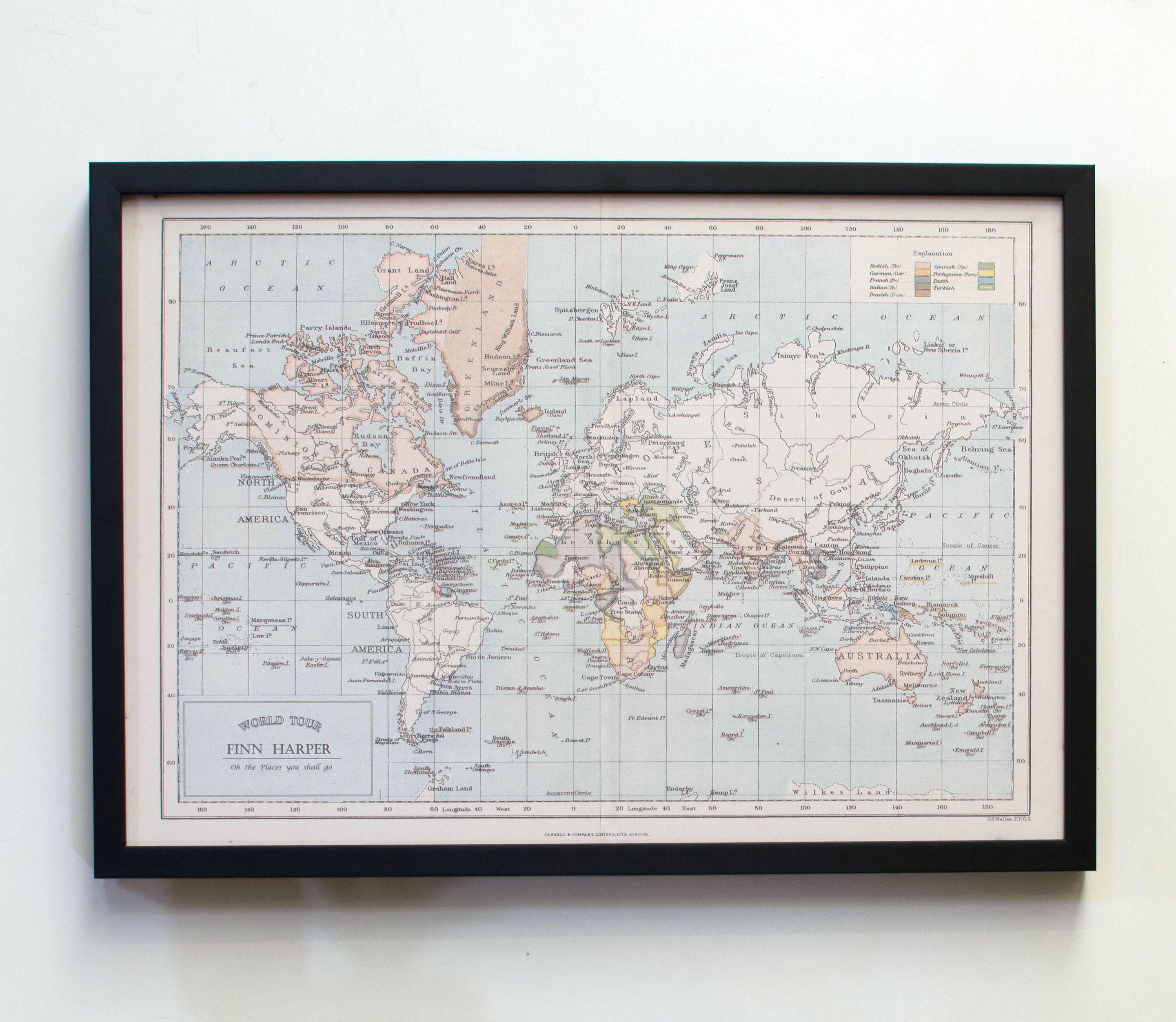 A2 Personalised World Map Wall Art Framed Map Pinboard Push - Etsy