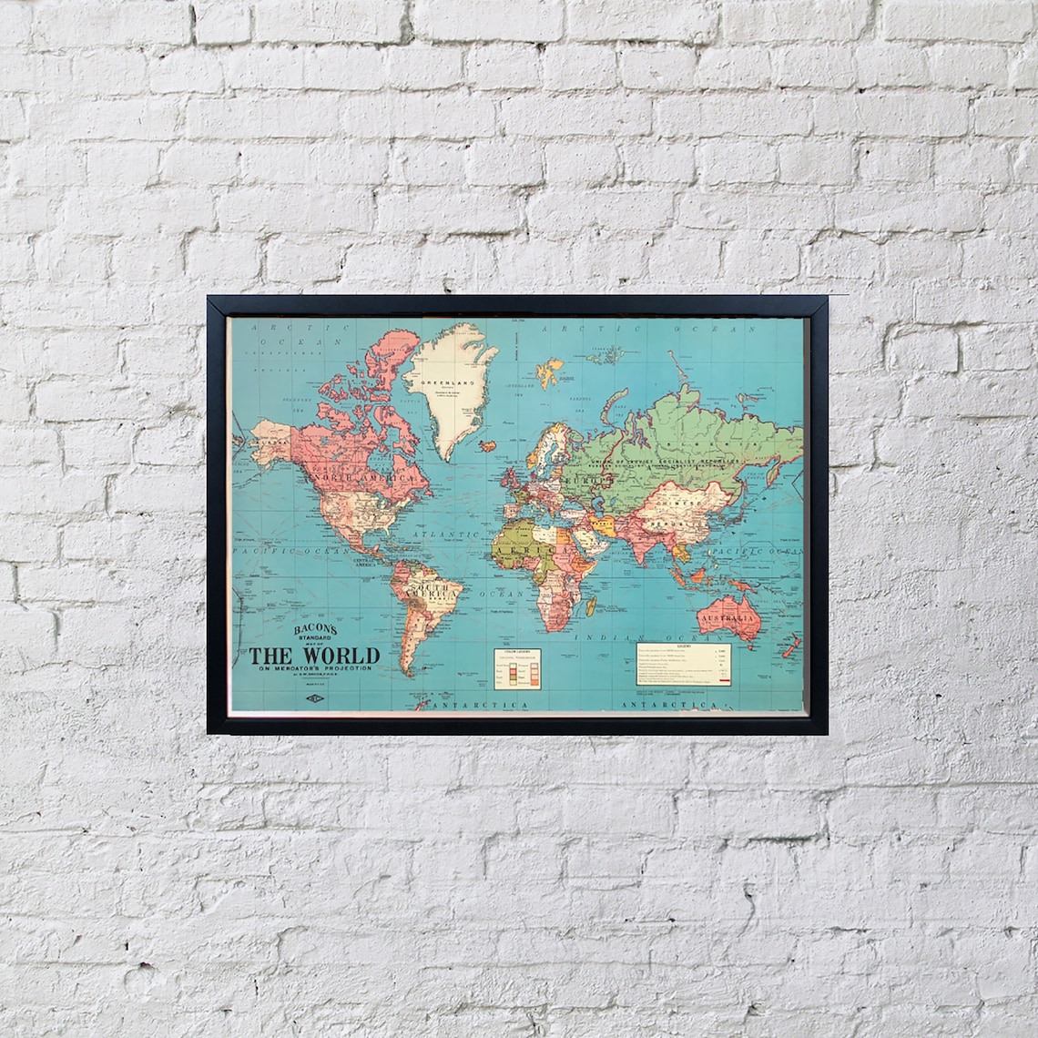 Push Pin World Map Framed - Map
