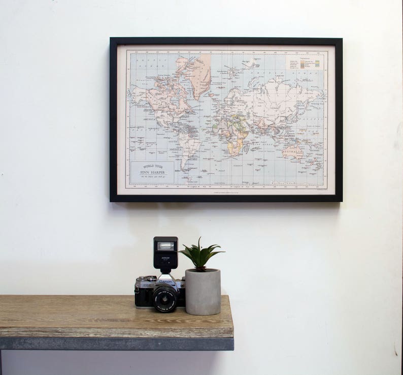 A2 Around The World Personalized Framed Map Pinboard Image 0