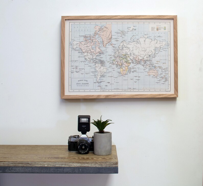 Custom World Push Pin Travel Map - World Wall Map Large - Stretched Canvas Or Framed World Map - World Maps For Wall - Travel Map With Pins - Voyager