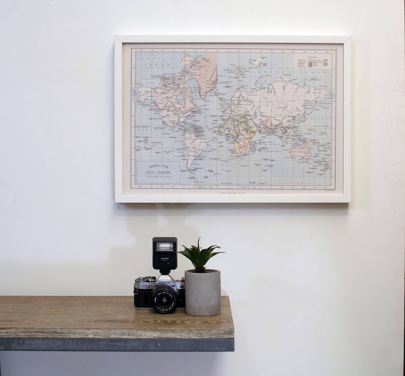 Around The World A2 Personalized Framed Map Pin Board Image 0