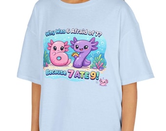 Kids Axolotl Math Joke Shirt, Funny 6 7 Ate 9 Tee