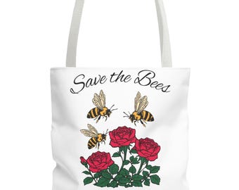 Save the Bees Wiederverwendbare Einkaufstasche mit Blumenmuster