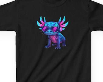 Bioluminescent Axolotl Youth Shirt, Funny Animal Graphic Tee