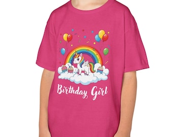 Birthday Girl Unicorn Youth Tee: Rainbow & Unicorn Kids Shirt