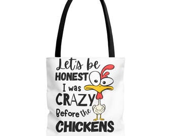Funny Chicken Tote Bag, Crazy Chicken Lady Gift