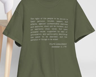 Vierte Änderung Shirt: Unangemessene Durchsuchung und Beschlagnahme, Verfassungsrechte, Vaterländische USA T-Shirt