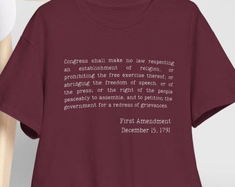 Erste Änderung Shirt, Rede-, Presse-, Religions- und Montagefreiheit, Vaterländische Verfassungsrechte T-Shirt