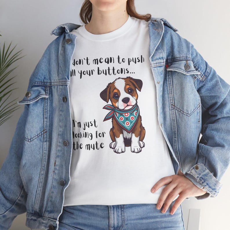 Mute Button Dog Shirt, Funny Dog Tee image 10