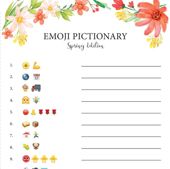 Free Printable Spring Emoji Pictionary Quiz With Answer Key, 46 OFF