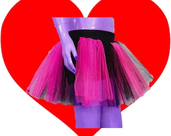 Uv neón caliente rosa negro 2 tono raya Tutu falda traje de lujo Cosplay vestido Punk Dance fiesta Rave Club Halloween Navidad raza deporte USA