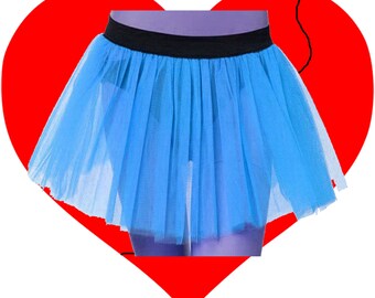 Plus Size Blue Tutu gonna 3 strati lunghezza spedizione gratuita 13-14 USA Cyber Rave Cosplay Dance Party