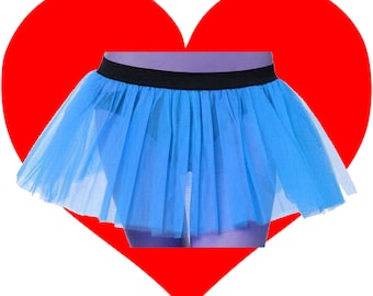 Blue Tutu Skirt 3 Layers Fancy Costume Cosplay Dress Dance Party Cyber Rave Fairy Halloween Christmas USA