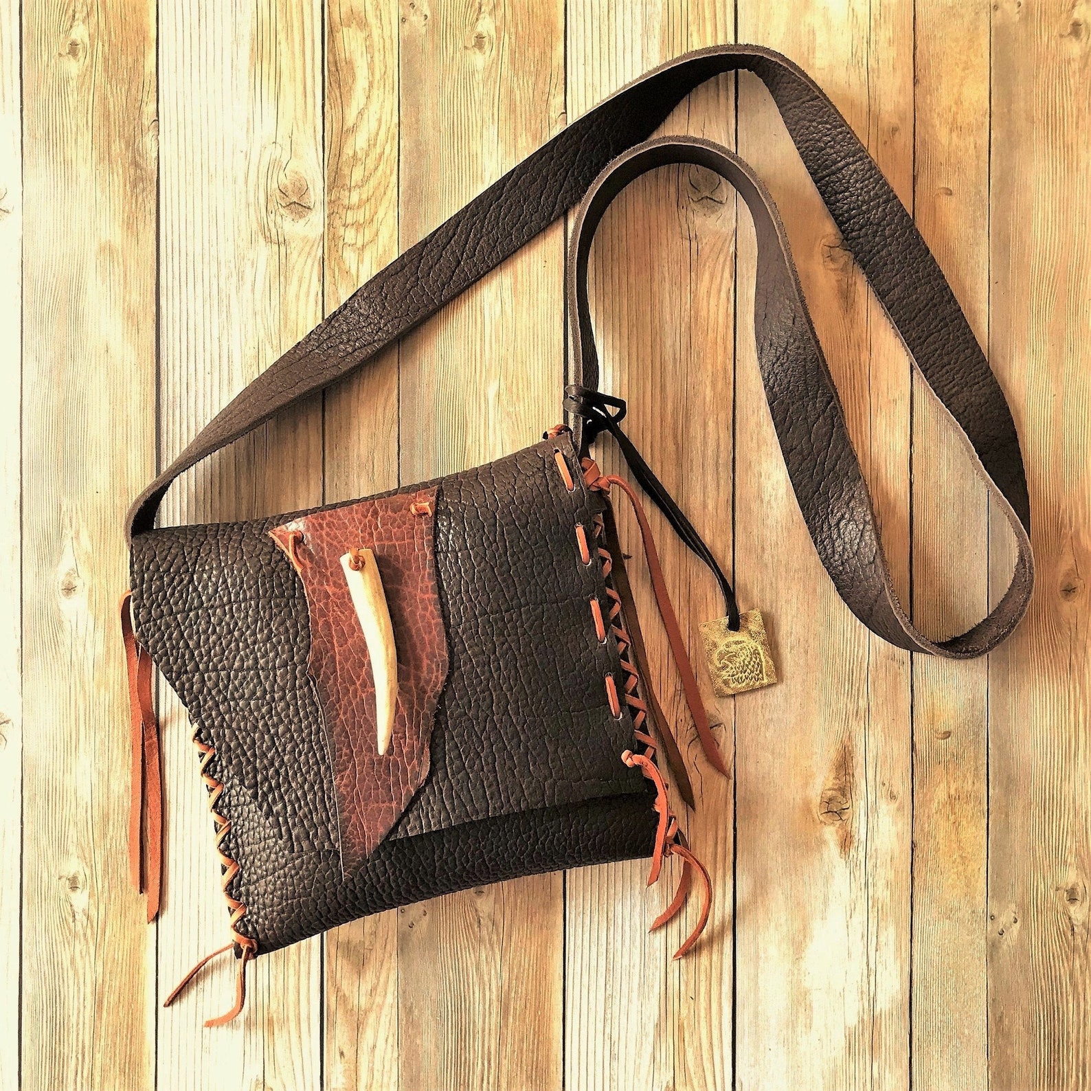 Bison Crossbody Bag Buffalo Leather Possibles Bag Etsy