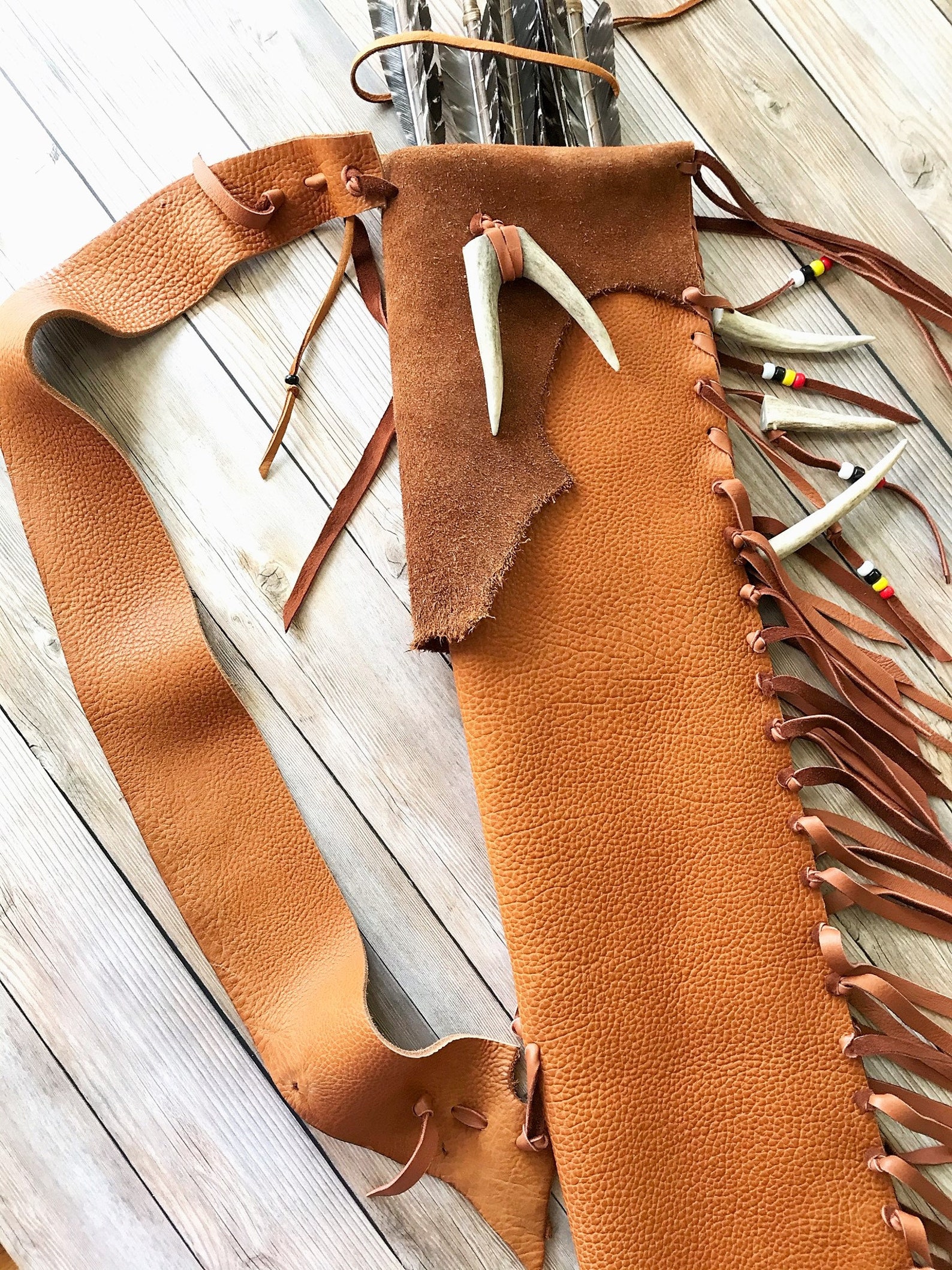 Bison Leather Archery Quiver 28 Inch Fringed Back Quiver Etsy