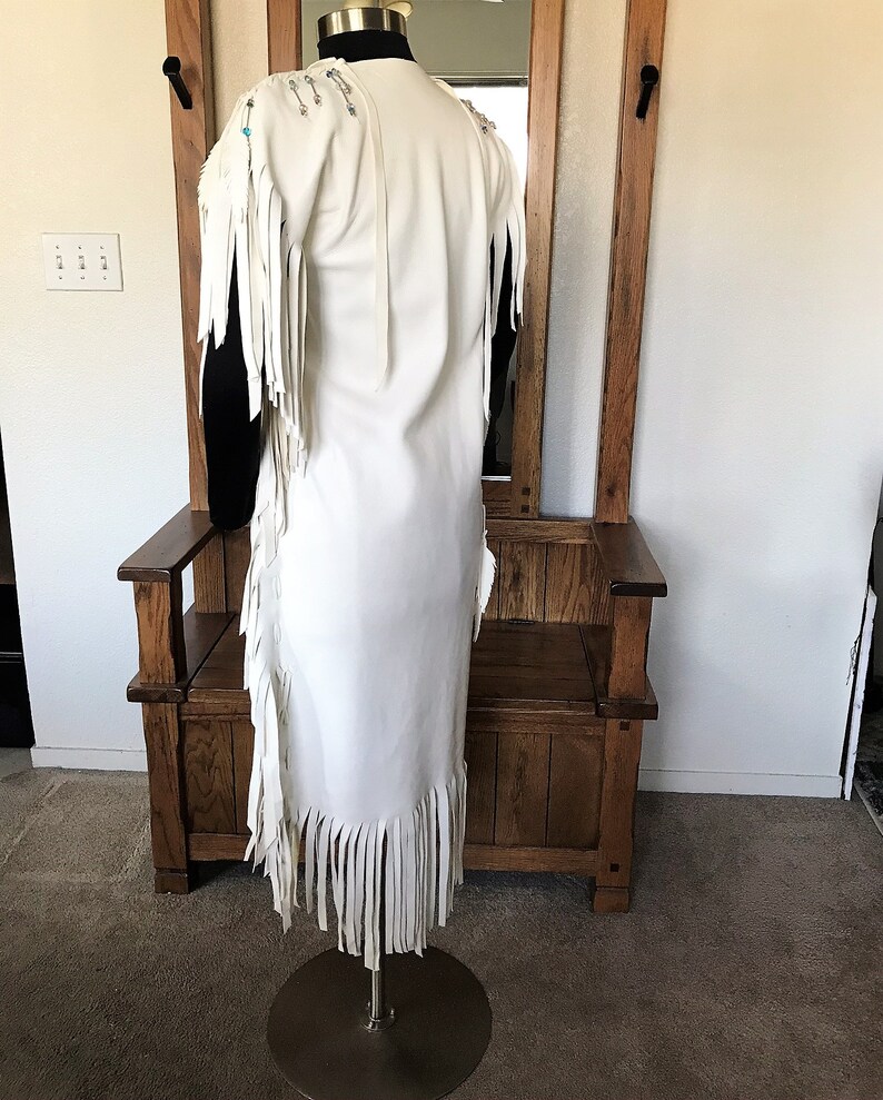 White Buckskin Leather Wedding Dress Fringed Deerskin Dress | Etsy