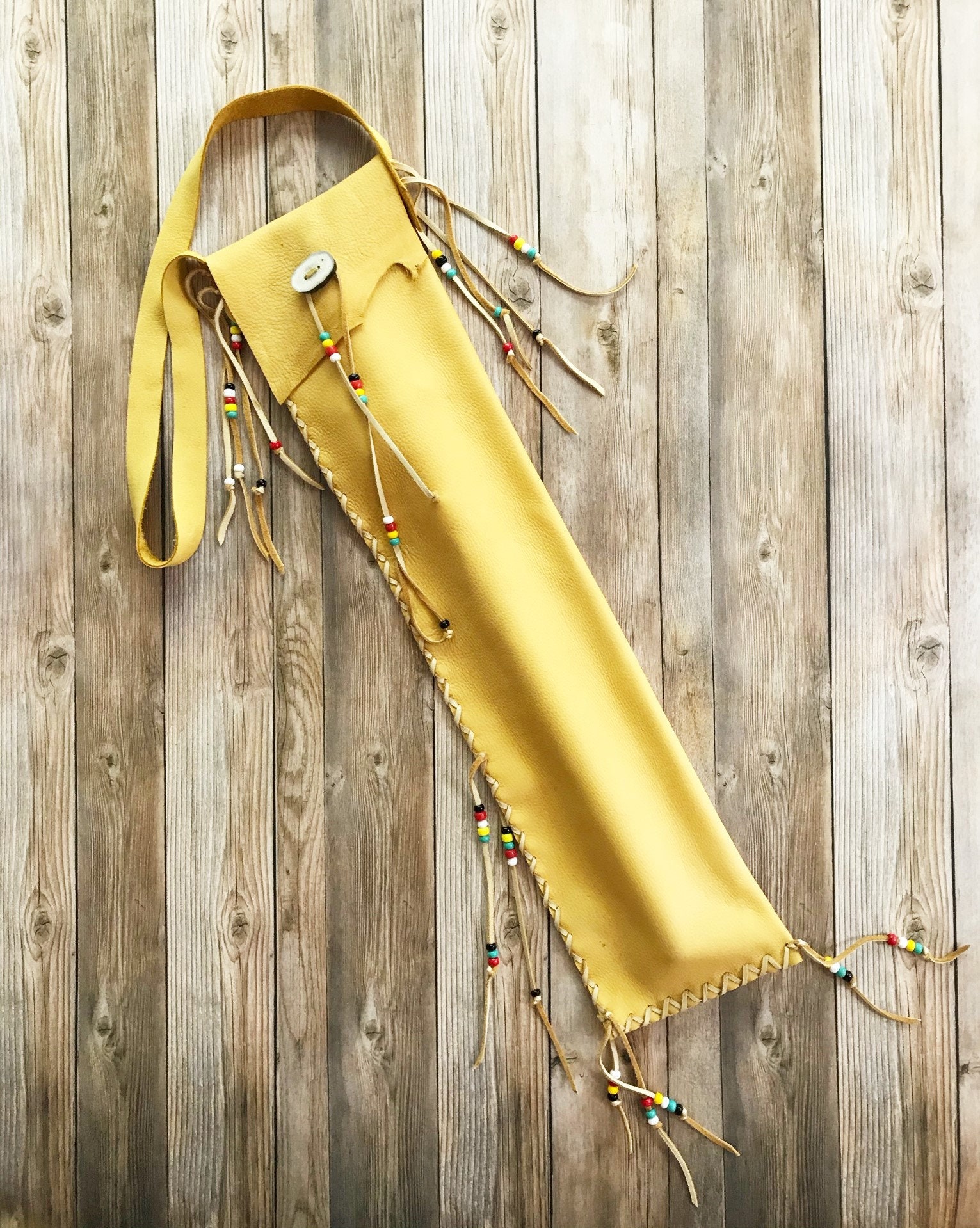 Gold Deerskin Leather Flute Bag 26 Inch Native Flute Bag Etsy