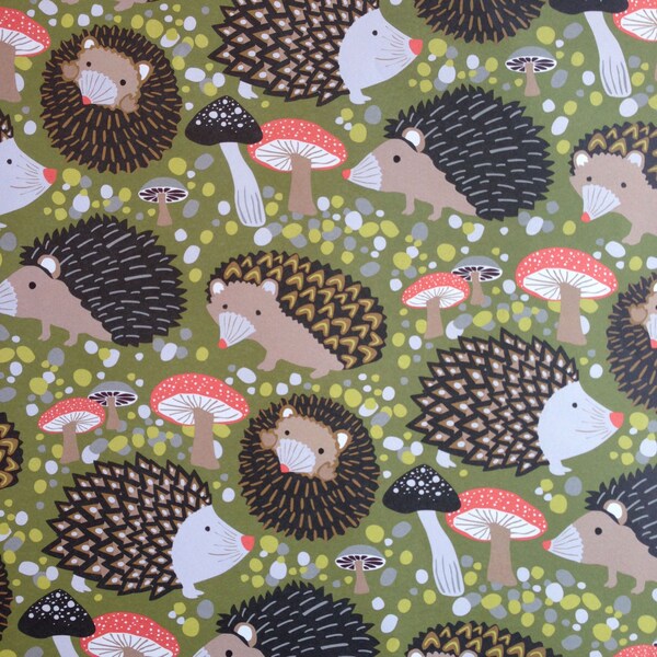 Hedgehog Wrapping Paper, 2 sheets. Woodland creatures fine gift wrap