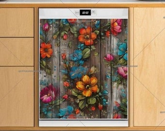 Floral Dishwasher Magnet Cover: Rustic Farmhouse Kitchen Decor - U.S. duty free!! #md693