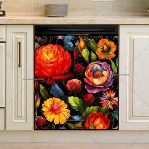 Kitchen Dishwasher Magnet Cover - Hungarian Folklore Flowers #md2130