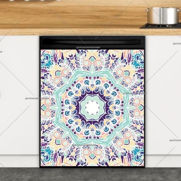 Kitchen Dishwasher Magnet Decor Cover - Beautiful Bohemian Mandala Pattern #nt168