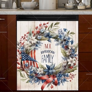 Patriotic Wreath Dishwasher Magnet Cover: All American Decor - U.S. duty free!! #pr69