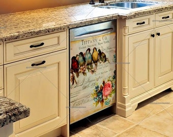 Vintage Birds & Roses Dishwasher Magnet Cover: Kitchen Decor - U.S. duty free!! #br1