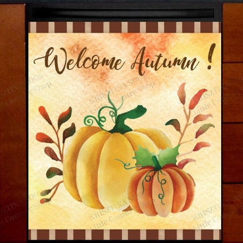 Kitchen Dishwasher Cover Autumn Pumpkin Chickadees Etsy