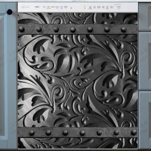 Kitchen Dishwasher Cover Engraved Dark Grey Batik Etsy