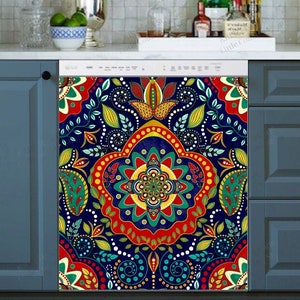 Kitchen Dishwasher Magnet Cover - Beautiful Bohemian Mandala Pattern #nt94