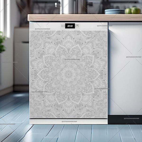 Kitchen Dishwasher Magnet Cover - Beautiful Light Boho Mandala Design #nt317